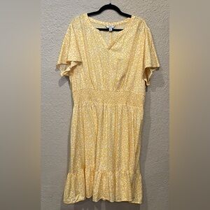 Croft & Barrow Light Yellow Floral Midi Dress